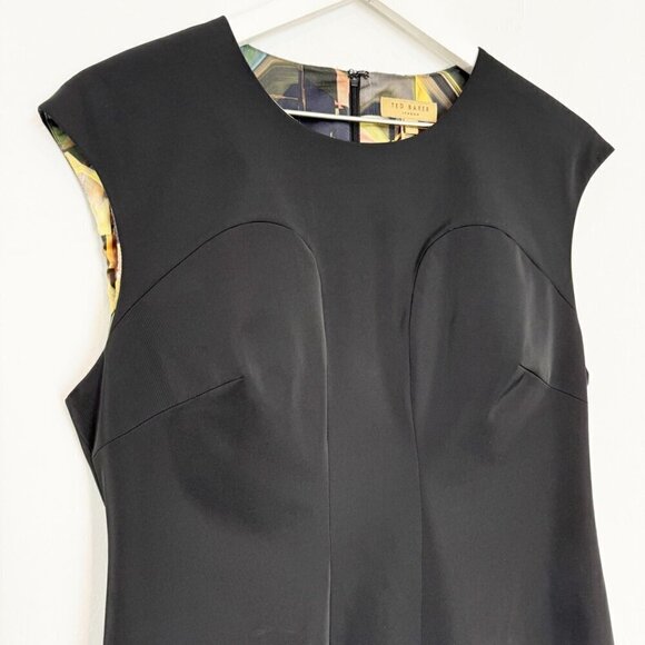 Ted Baker Cap Sleeve Rounded Neckline Sheath Dress Office Work Black Size 4 - Picture 2 of 8